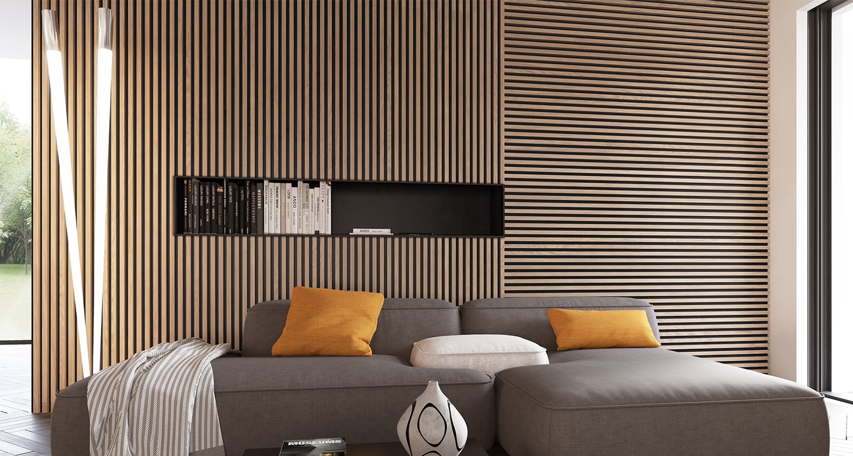 Aluminium Bar Cladding for Interior Spaces – Battens Light